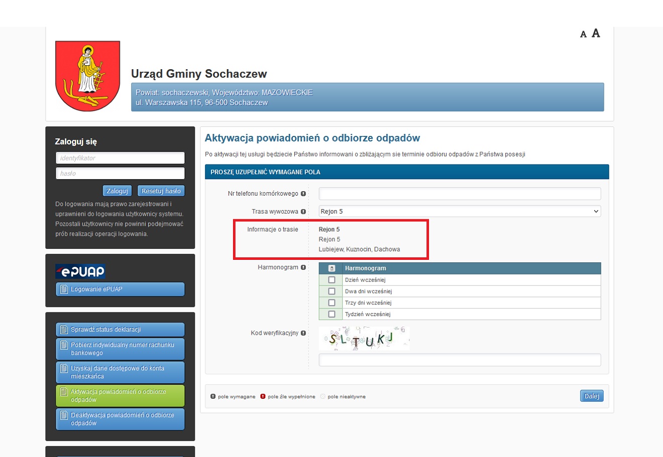 Aktywacja powiadomień SMS o&nbsp;odbiorze śmieci 3
