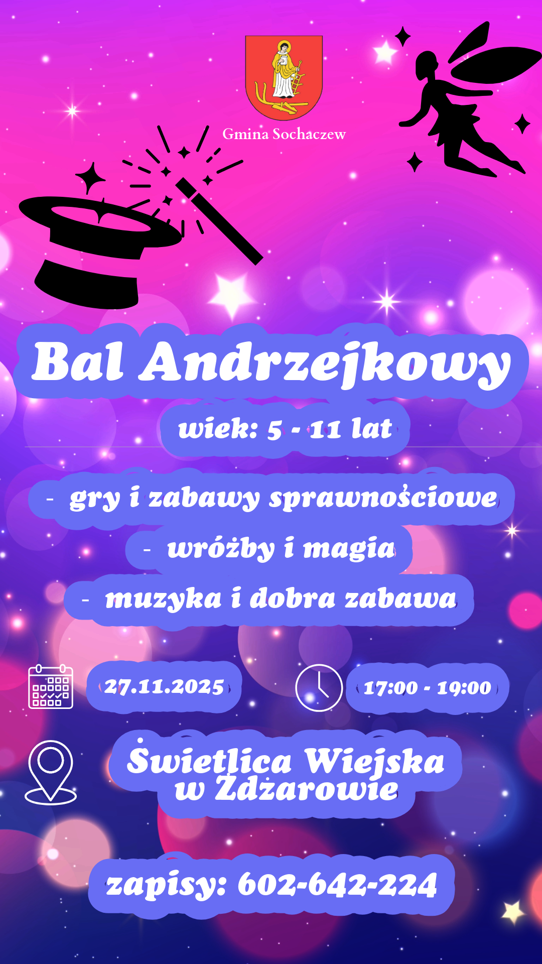 Bal Andrzejkowy dla dzieci 2025 - Świetlica Wiejska w&nbsp;Żdżarowie