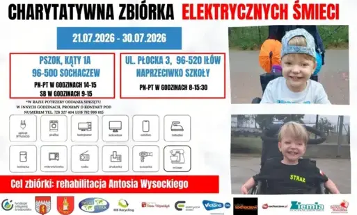 Charytatywna zbiórka elektrycznych śmieci na rehabilitację Antoniego Wysockiego