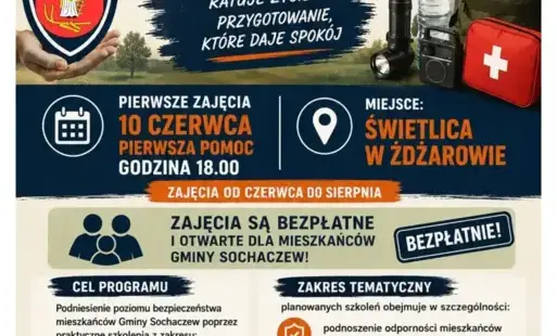 Bezpieczni dziś – gotowi na jutro. Rusza cykl bezpłatnych szkoleń dla mieszkańców Gminy Sochaczew