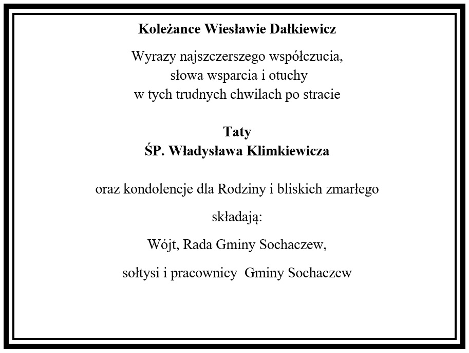 Kondolencje dla Wiesławy Dałkiewicz